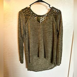 🔥 3/15 SALE 🔥 Eyeshadow Green Zipper Back 3/4 Sleeve Knit Blouse